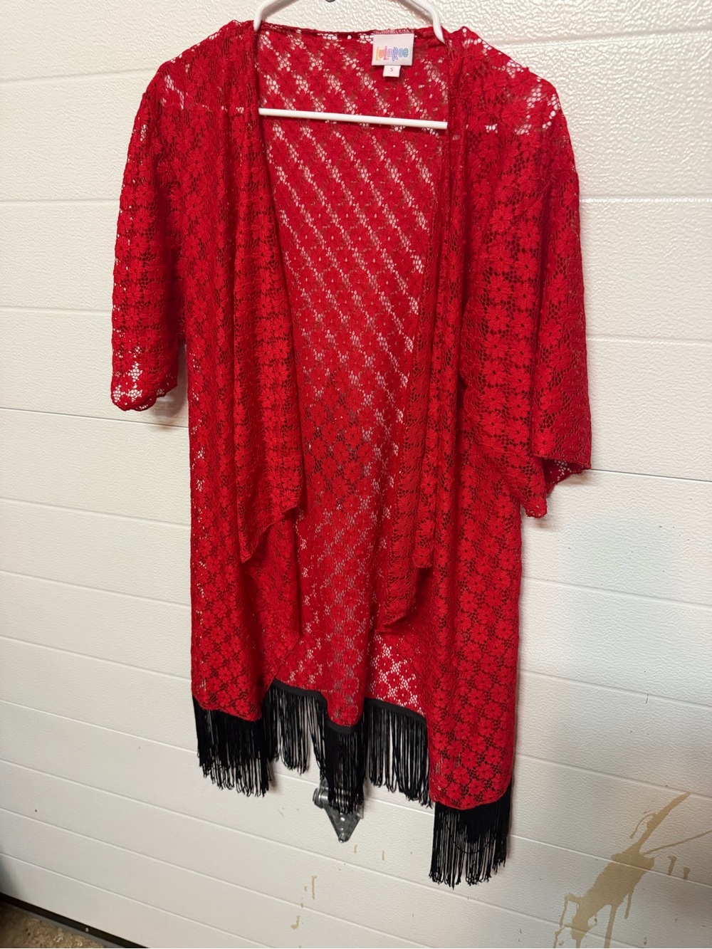 LuLaRoe Bright Red Lace Top